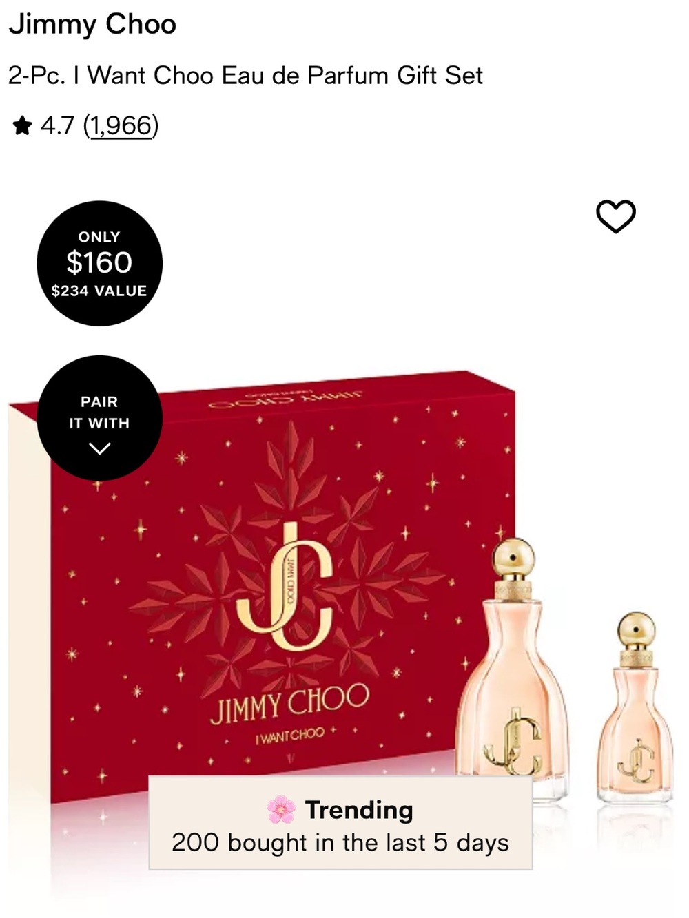 Jimmy Choo Gift Set with Red Box and Blush-Pink Bottles